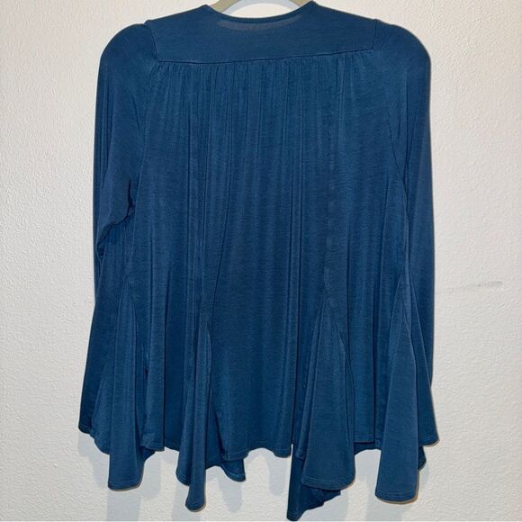 SOFT Surroundings Drapey Topper Cardigan Blue Open Layered Knit - Picture 2 of 3